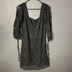 Black Boho Floral Lace Dress NWT